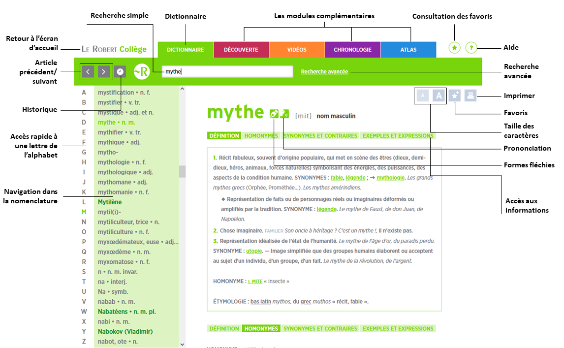 interface et fonctionnalités