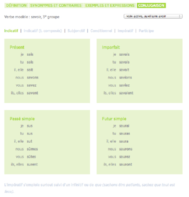 Conjugaison Exemple